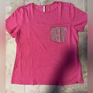 Pink Rhinestone Pocket T-Shirt